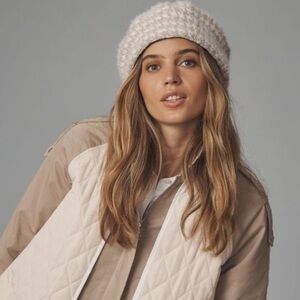 Anthropologie Houndstooth Beret Beige New without tags